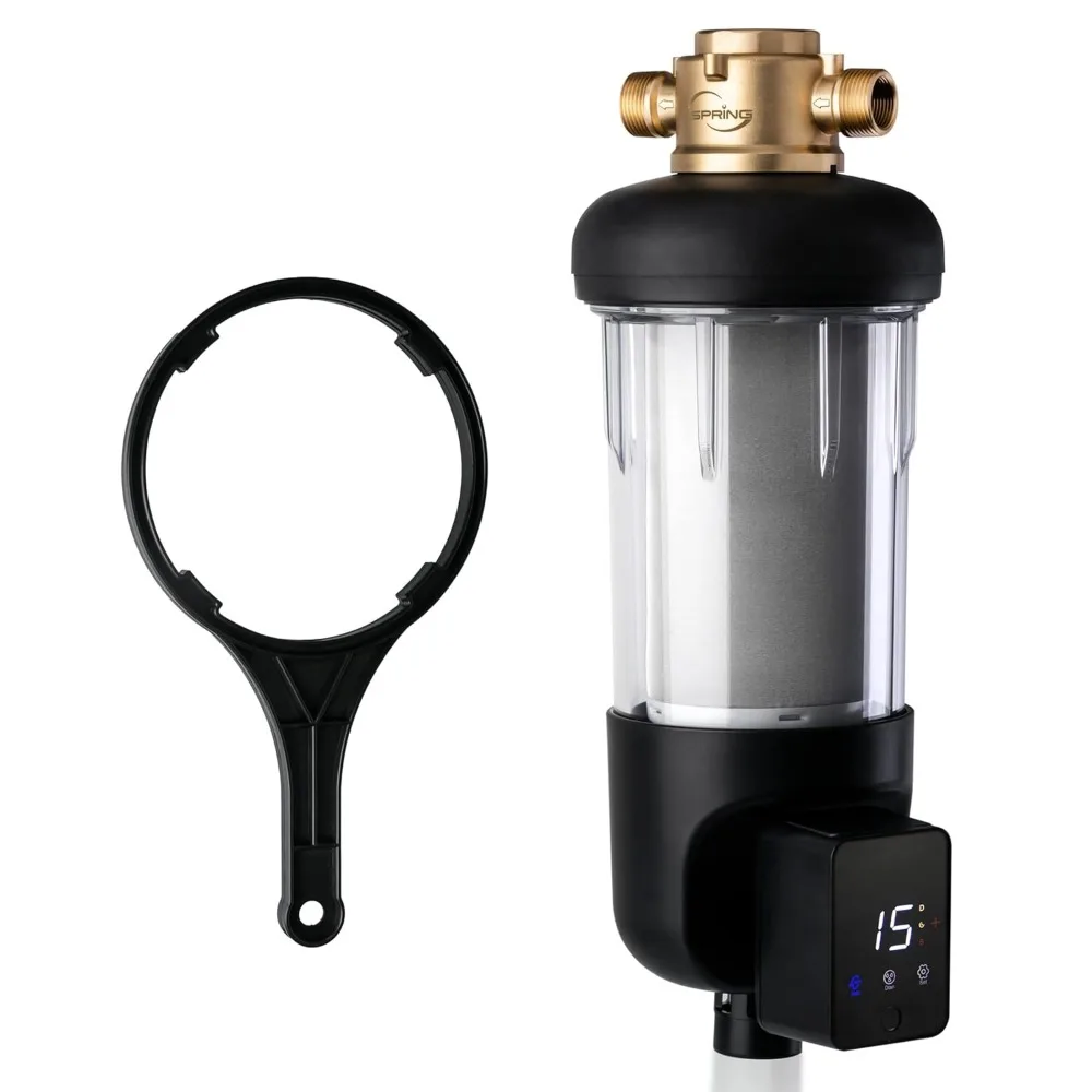 

iSpring WSP50ARJ Spin-Down Sediment Water Filter, Upgraded Jumbo Size, Large Capacity, Brass Top Clear Housing, 50 Microns