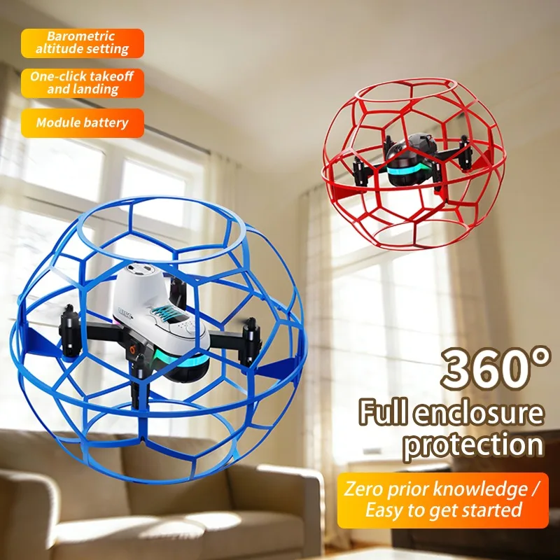 YL16 RC 레이싱 풋볼 드론 2.4G 3D 풀 프로텍션 압력 고도 유지 브러시리스 360 ° 어린이용 롤링 리모컨 쿼드콥터