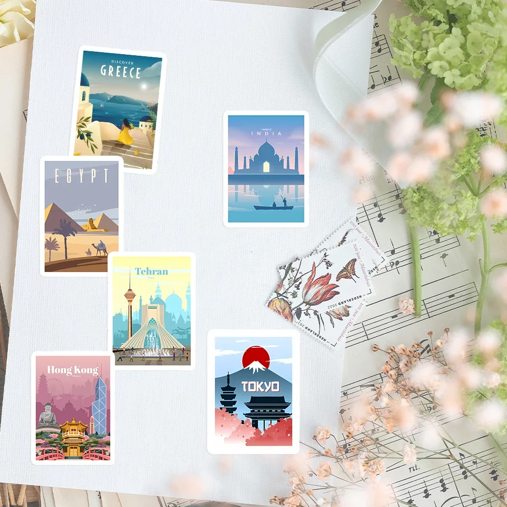 World Famous City Stickers Architecture Travel Scenery DIY Toy Gift Graffiti Decal for Phone Luggage Laptop Scrapbook Waterproof