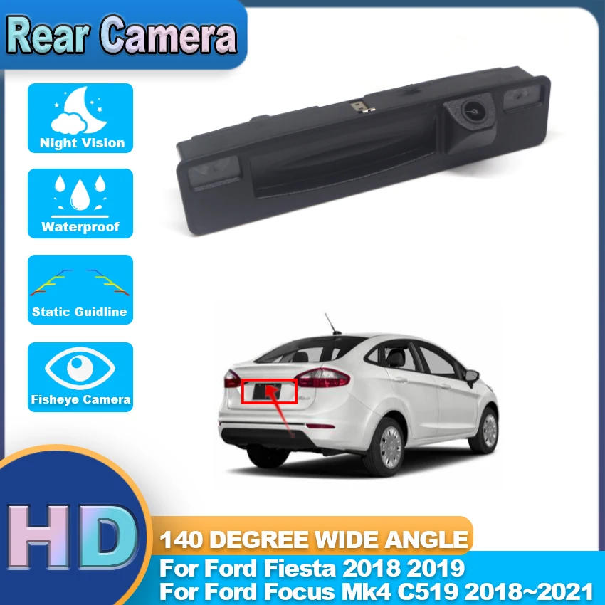 

Камера заднего вида, водонепроницаемая CCD HD рыбий глаз для Ford Fiesta 2018 2019 Focus Mk4 C519 2018 ~ 2020 2021