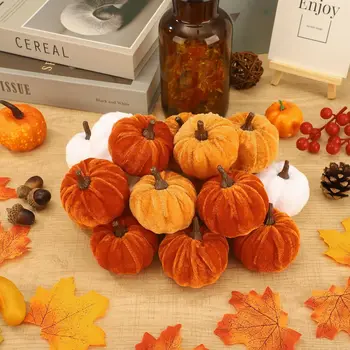 12pcs Pumpkin Decor Velvet Artificial Pumpkin Fall Pumpkin Decor For Autumn Thanksgiving Harvest Festival Halloween Decoration 1