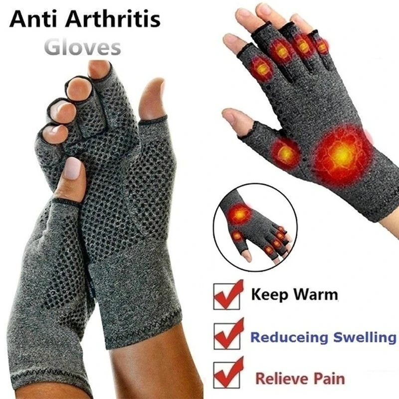 Sports Half Finger Gloves Compression Arthritis Fingerless Wrist Support 1 Pair