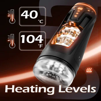 LED Automatic Male Masturbator Goods 19 Modes Thrusting Heating Blowjob Sucking Machine Vaginette Men Sex Toys Adult 18