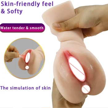 Male Realistic Pussy Masturbators Cup Vagina Real Anal Double Channels Sex Toys For Men Masturbation Sexdoll 4