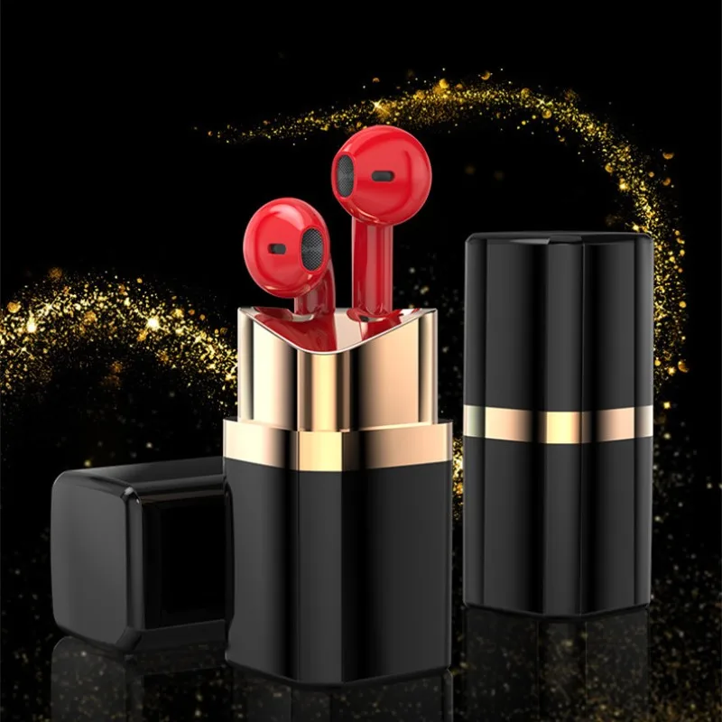 Goddess Lipstick TWS Wireless Bluetooth Headphones Binaural Sports In-Ear Noise Canceling Macaron