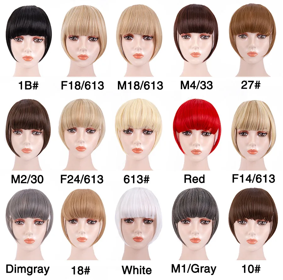 Alileader Synthetic False Fringe Short Straight Hair Bangs Extensions For Women Heat Resistant Clip Blond Brown