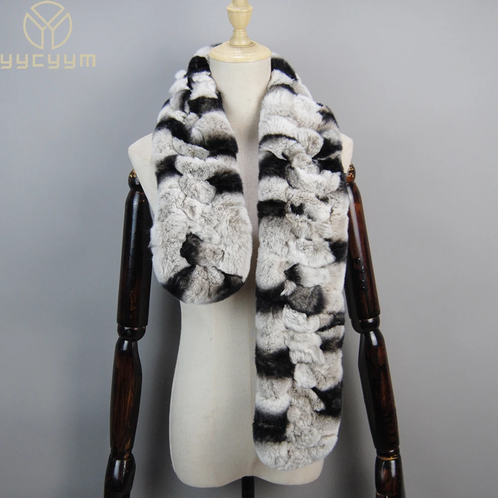 2025 New Arrivals Women Real Rex Rabbit Fur Scarf Lady Fashion Knitted ...