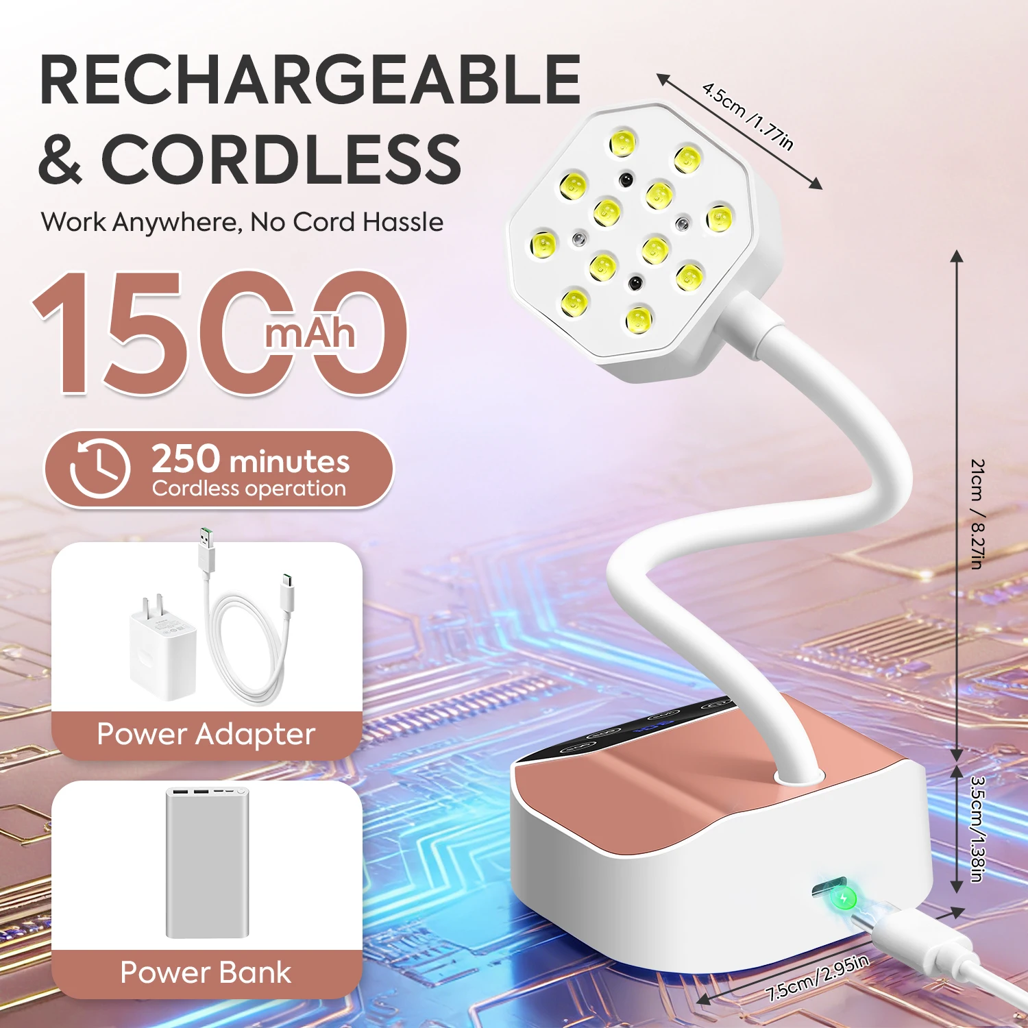 다이아나뷰티 UV LED 네일 램프 데스크탑 충전식 네일 드라이어 4단계 타이머 설정 및 자동 센서 휴대용 UV 라이트