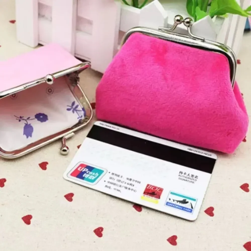 2023 New Women's Money Bag Plush/Oil Wax Leather Wallet 4-inch Buckle Mini Wallet Lipstick Storage Bag Women's Wallet 5