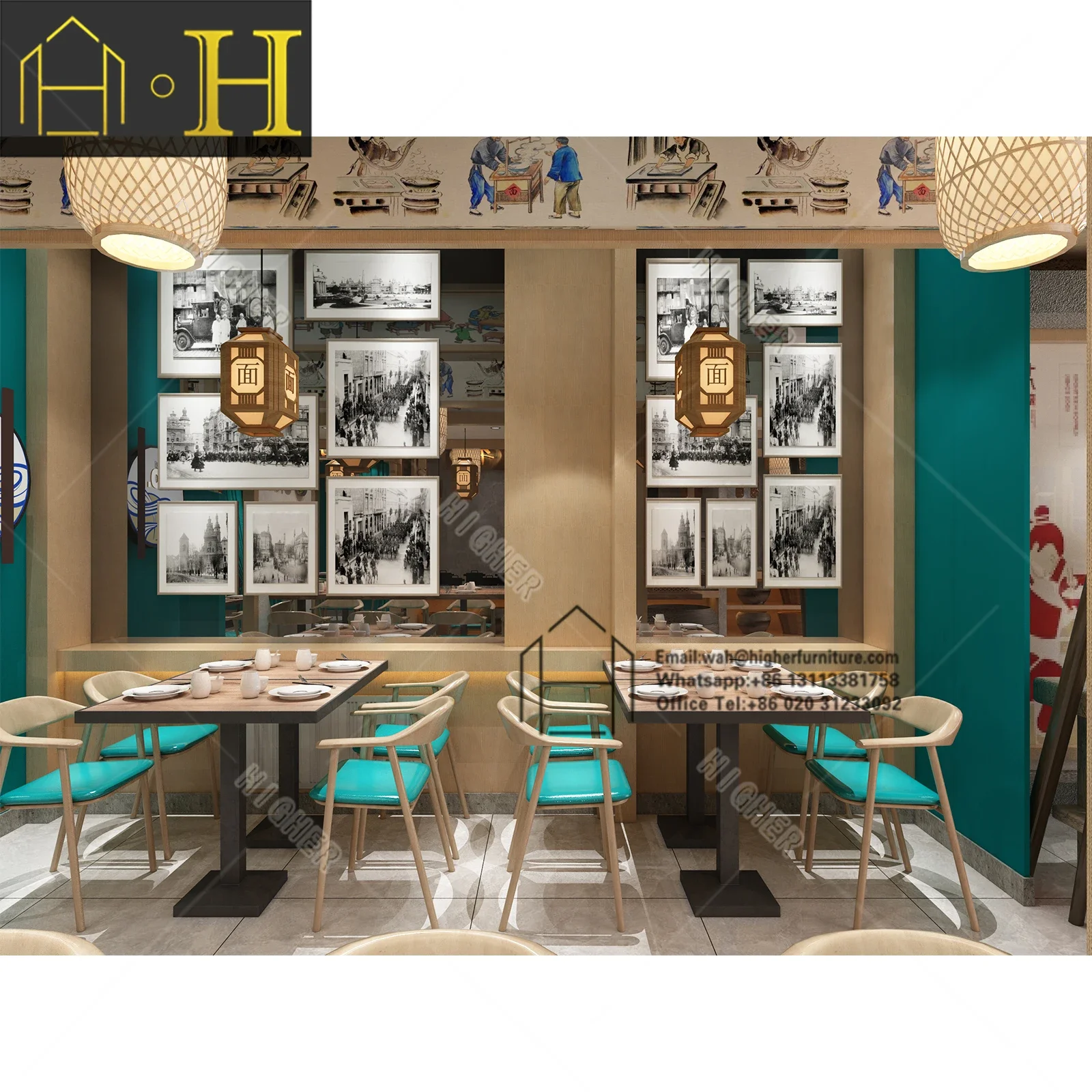 high quality restaurant table wooden dinning table and chair set for restaurant and bar