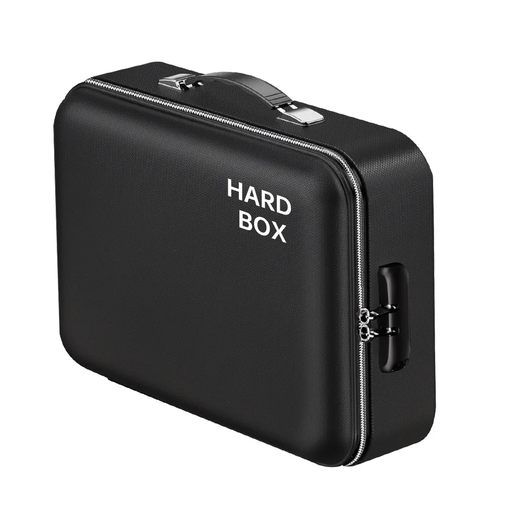 Hard-Shell Case Fireproof Document Box Portable Home Office Travel Safe Storage for Important Documents Laptop Black