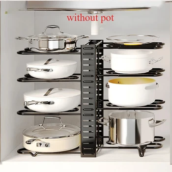Organizzatore per pentole a 5/8 livelli, supporto per armadietto salvaspazio in metallo durevole per pentole, padelle e coperchi, mantiene la tua cucina ordinata e ordinata 1