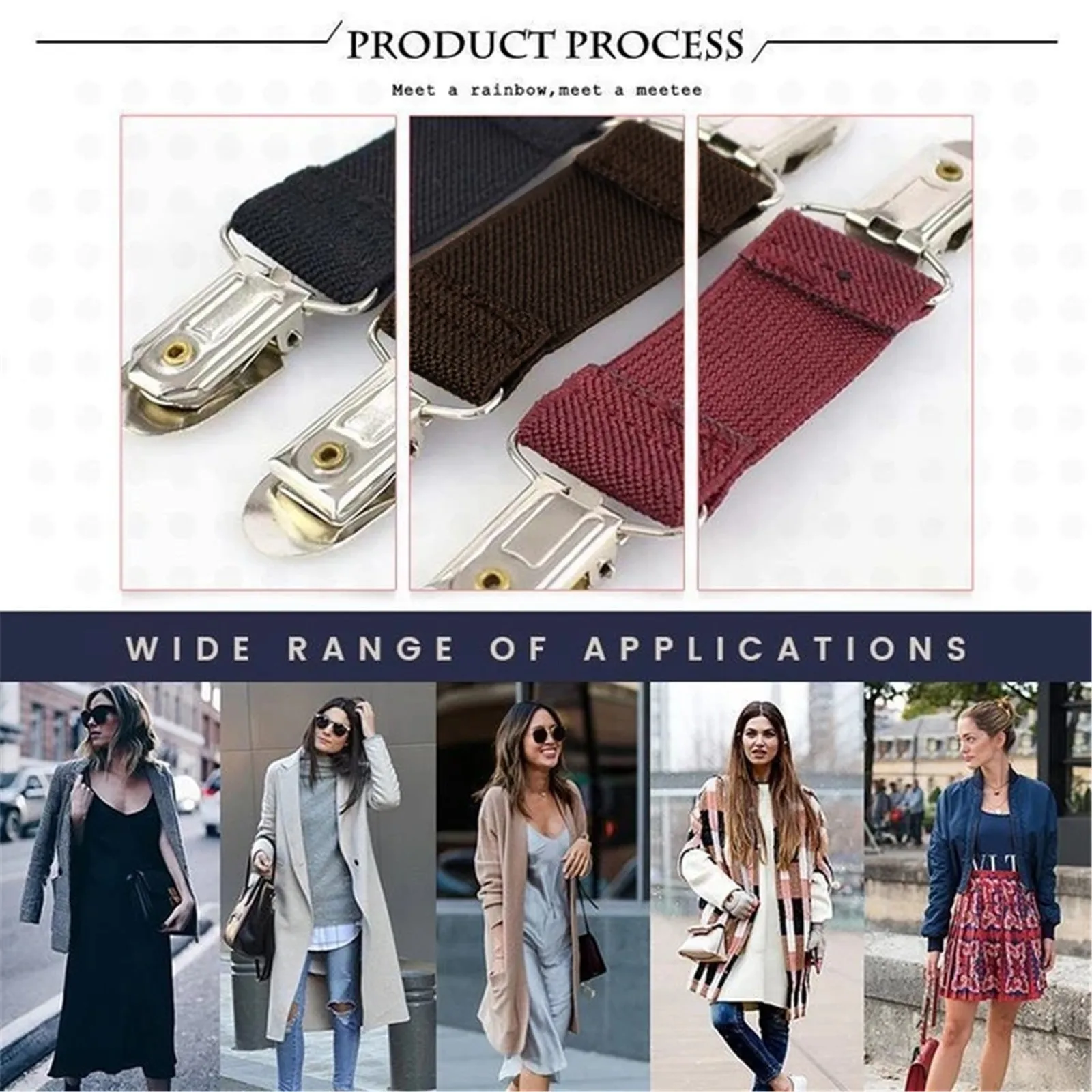 Adjustable Stretch Waist Belt Flat Buckle Female Fashion Clothes Fixing Buckle Non-slip Fixing Button Clothes Anti-falling Clips belt buckle,clothes clips