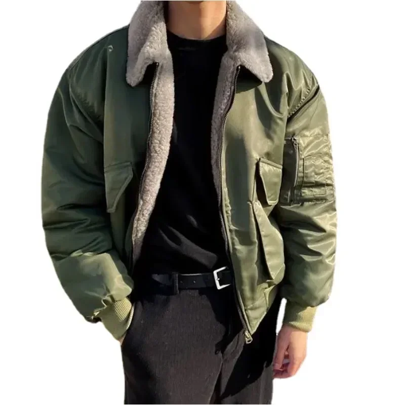 Men's ClothingParkas Winter Velvet Thickened Short Autumn Street Jacket Turndown Colllar Long Sleeves Zipper Pockets Jackets