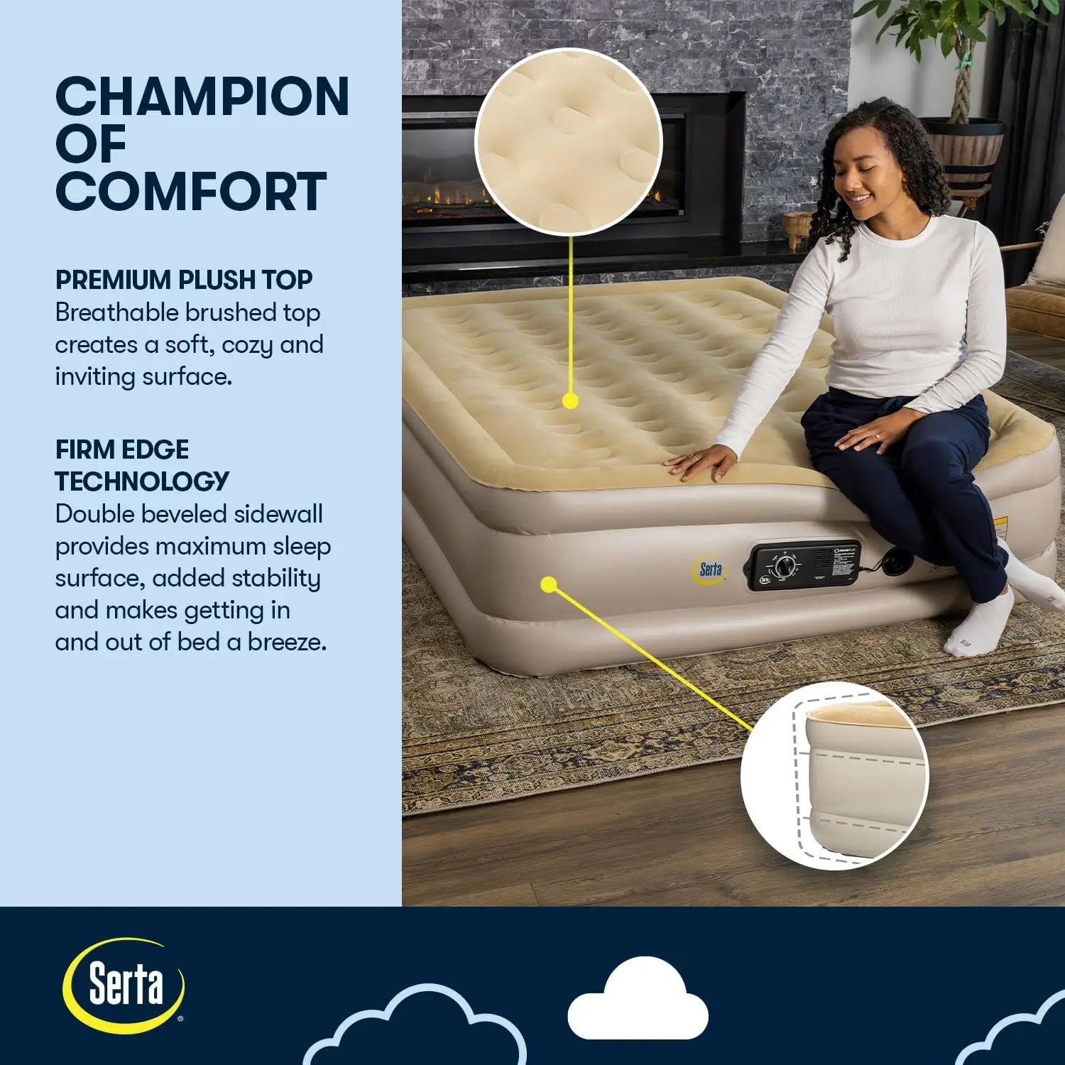 Queen Air Mattress with Dual Pumps-Self-Inflating, Never Flat Technology for Comfortable Sleep