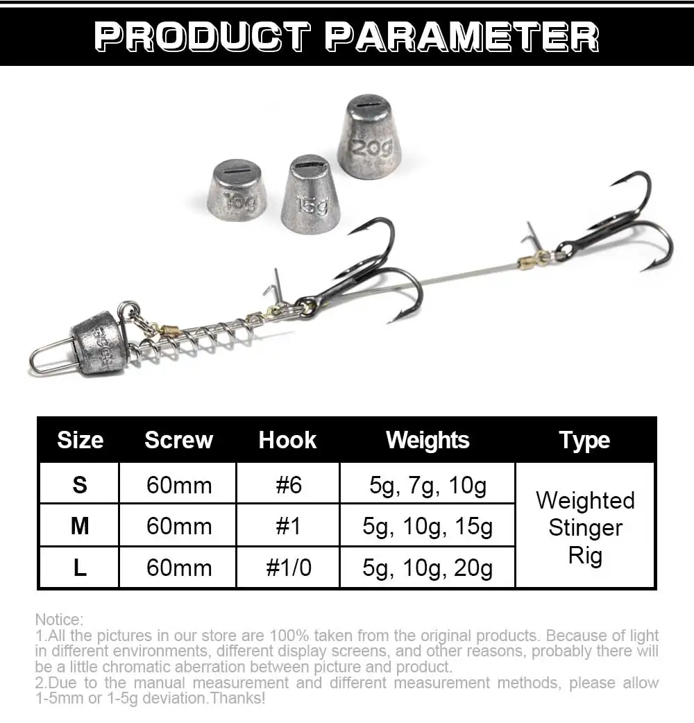 Description Picture 3 of itemSpinpoler Pike Stinger Rigs Designed For Rigging Soft Fishing Lures Swimbait With Sinker 5g 7g 10g 15g 20g Pike Zander Perch