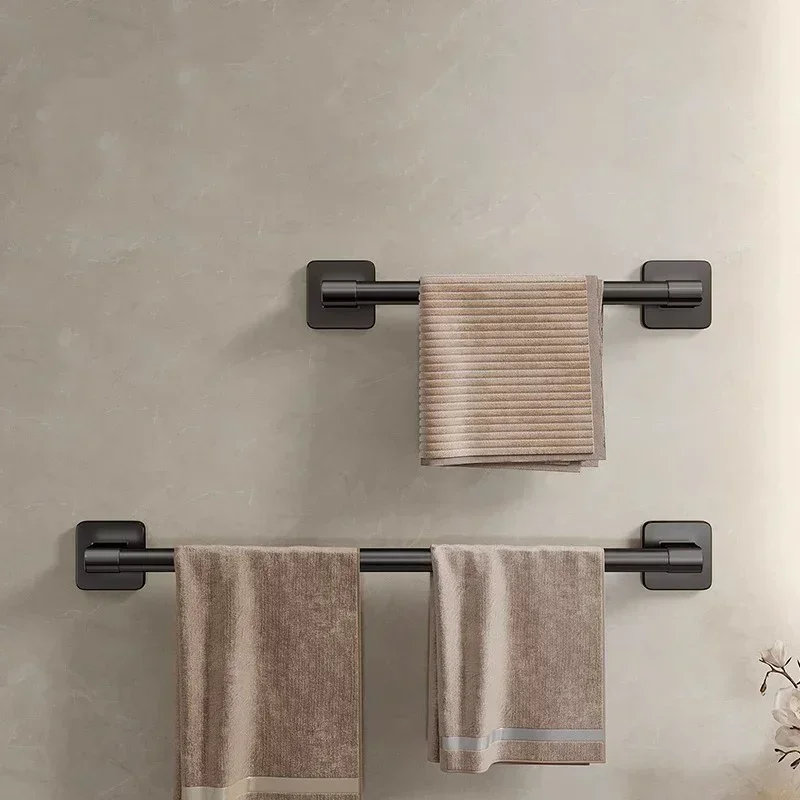 Towel Holder Space Aluminum Without Drilling Bathroom Towel Organizers Self-adhesive Bar Bathroom Shelves Hand Bar