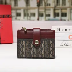Luxury Classic Women's Folding Wallet - Retro Print Mini Card Holder & Coin Purse (CA4 - C13 - COFFEE - WINE)