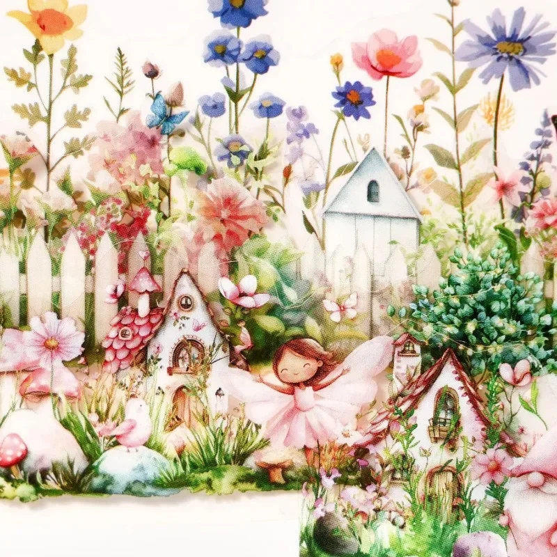 1Roll Garden Landscaping Tape Woods Handbook Fairytale Romantic PET Vintage Flower Mountain Plants Decoration Scrapbook 40mm*2m 2