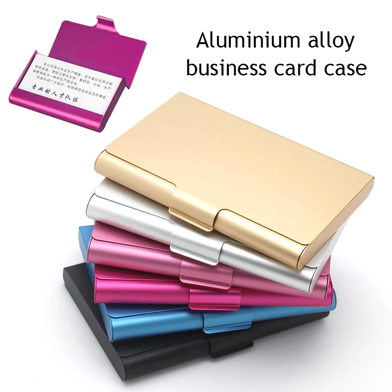 

Aluminum Business Card Case Creative Thickness Stainless Steel Credit Card Case Solid Color Simply Men Business Metal Wallet New