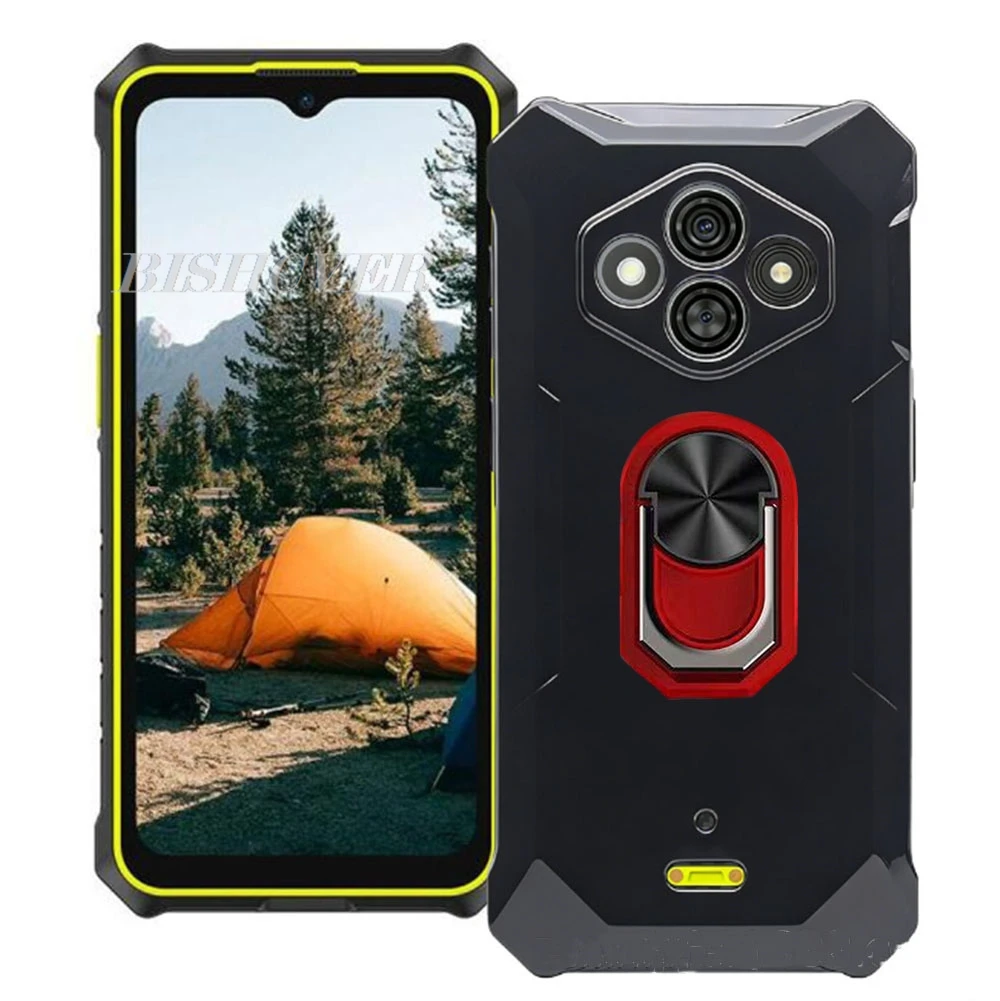 Rugged Silicone Smartphone Case with Back Ring Holder, 6.56