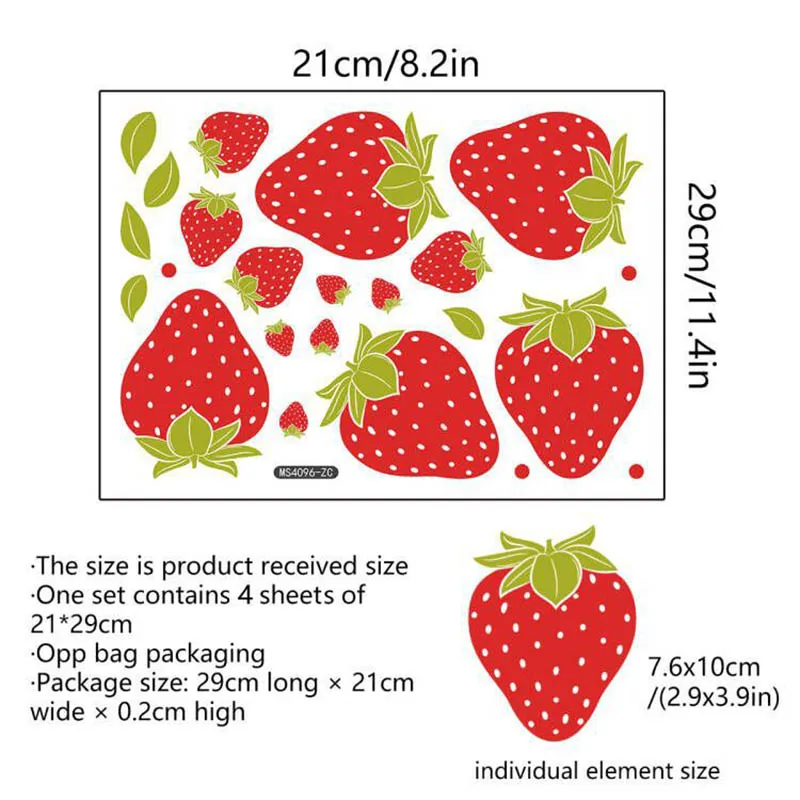 Wall Stickers Strawberry Creative Removable Vinyl PVC For Living Room Bedroom