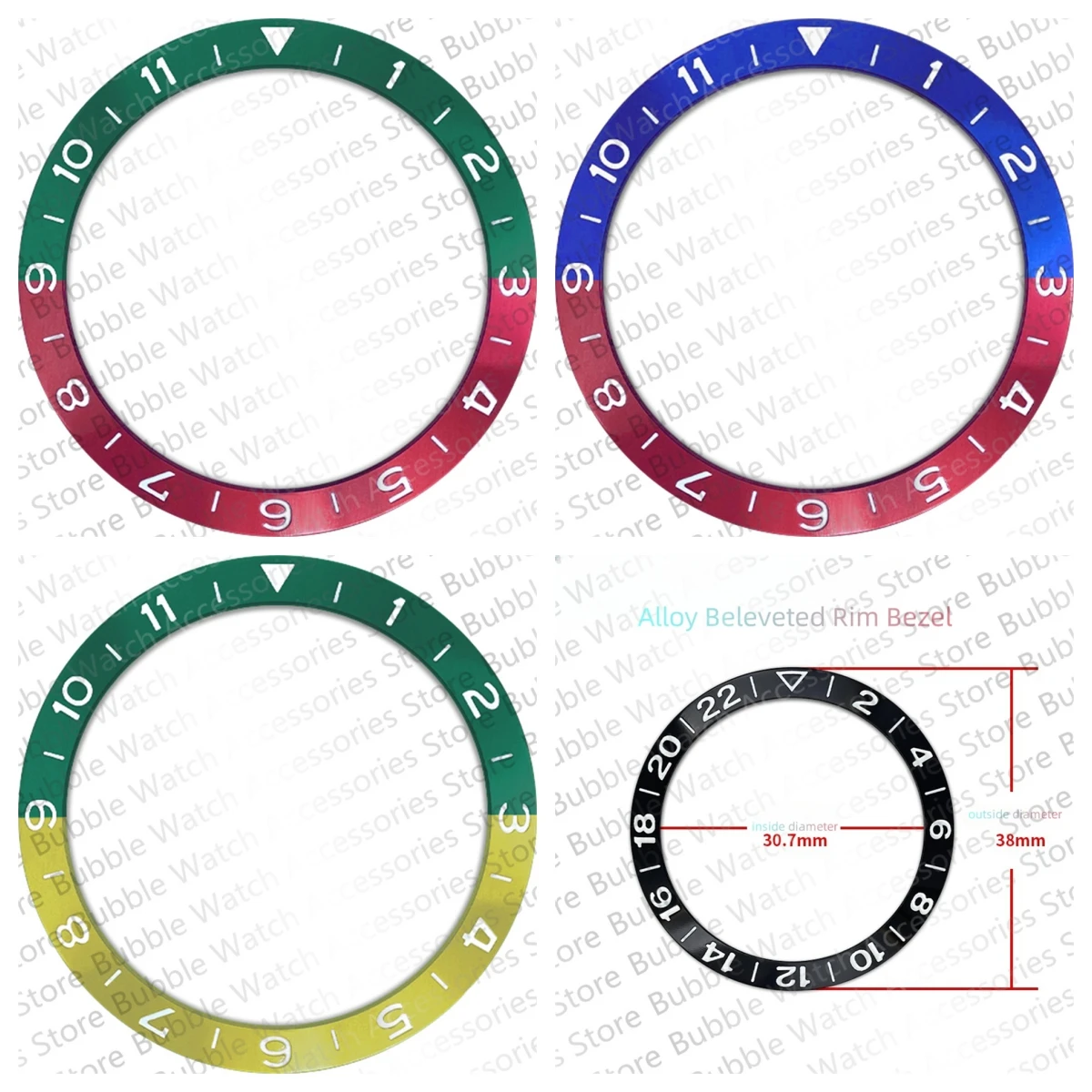 

38 мм * 30,7 мм, алюминиевая красная Черная вставка для обжима, подходит для автоматических мужских часов SEKIO007 SKX009 SRPD Submariner