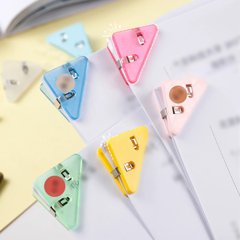 5pcs/lot Cute Triangle Corner Clips File Paper Clips File Index Photo Clamp Page Holder Korean Stationery Office Desk Organizer