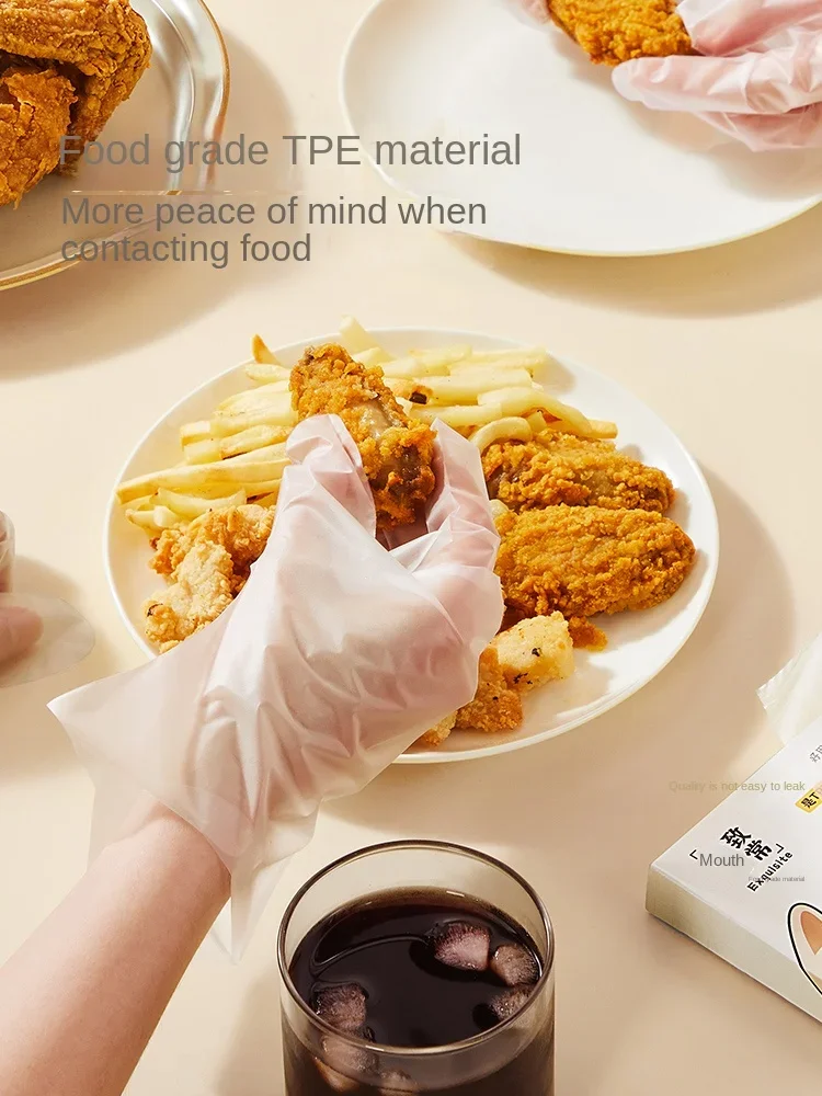 COOKER KING Disposable Gloves Antibacterial Food Grade Dedicated TPE Extra Thick and Durable for Kitchen Baking