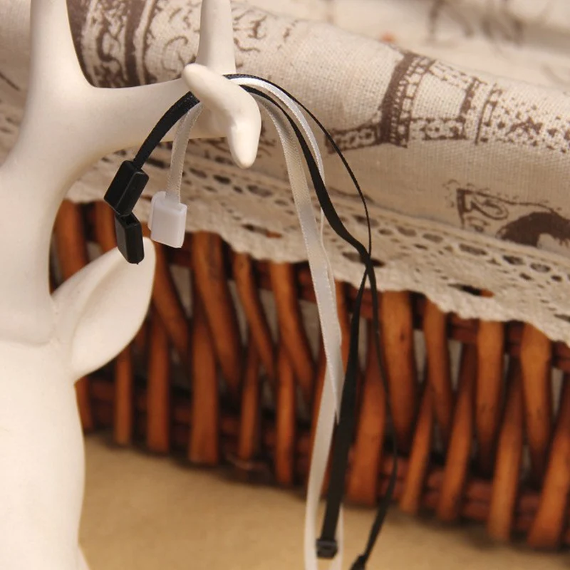 Description Picture 6 of item1000pcs Silk Ribbon Tag Seal Garment Tags Hang String plastic Snap Lock Pin Loop Fastener Hook Ties Accessories Whole L=17CM