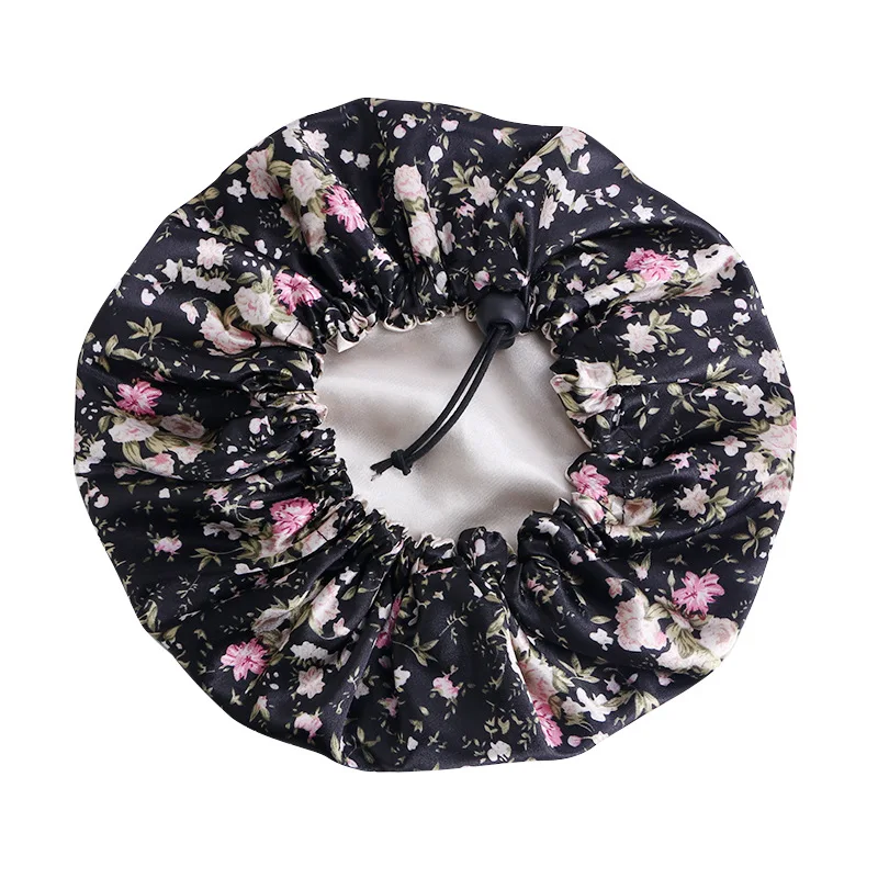 Description Picture 3 of itemBaby Boy and Girl Cute Double-layer Round Hat Adjustable Children's Satin Nightcap Shower Cap