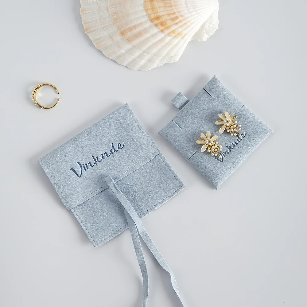 Personalized Packaging Bags Custom Logo Small Microfiber Fabric Gift Storage Jewelry Pouch with Card for Rings Necklaces Earring