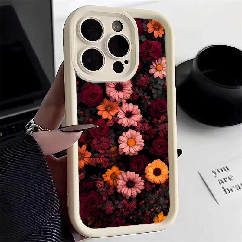 Elegant Raindrop Rose Pattern Soft Phone Case