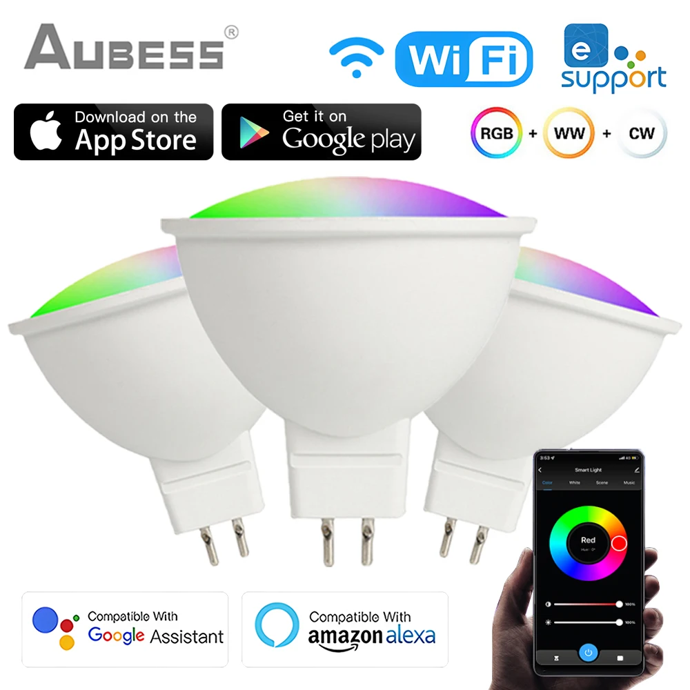 

MR16 Smart Bulb WiFi RGB+CW 5W 12V LED Dimmable Lamps EWelink APP Control Light Bulb Work With Alexa Google Home Smartthings