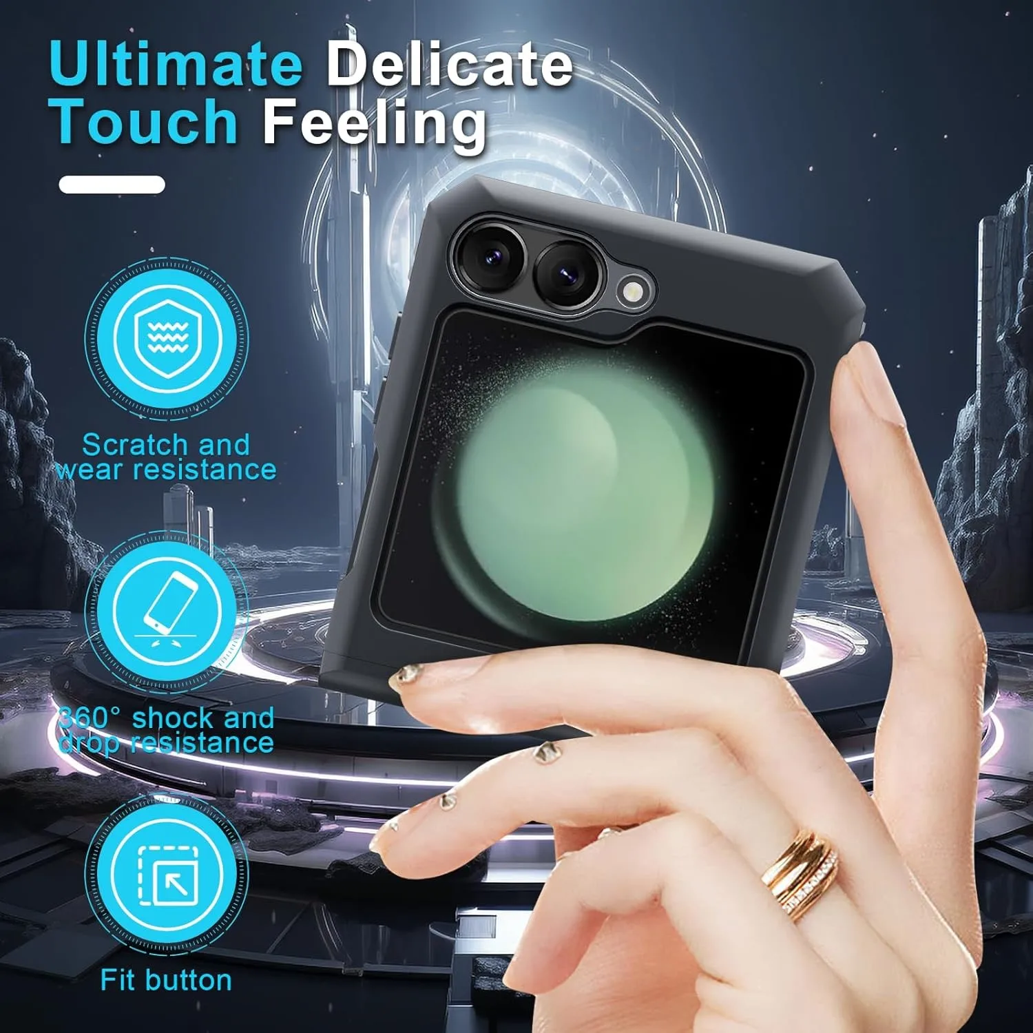 Military Grade Shockproof Protective Case with Magnetic Kickstand Ring Cover