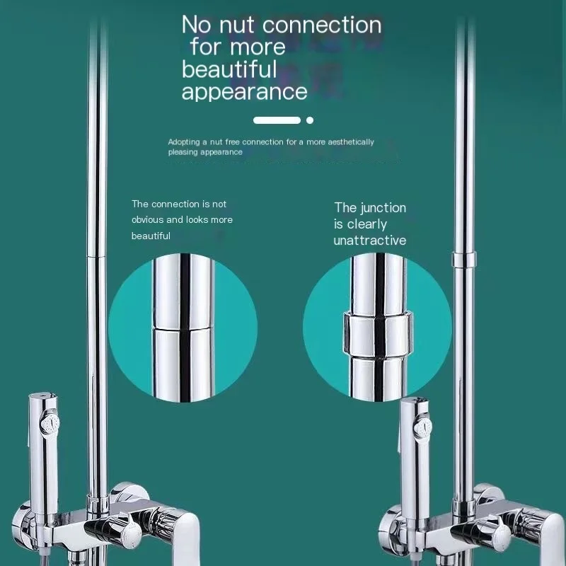 Gun Grey Round Shower Extension Rod Shower Stainless Steel Bracket Extra Heightened Extension Tube Bathroom Accessories 40cm