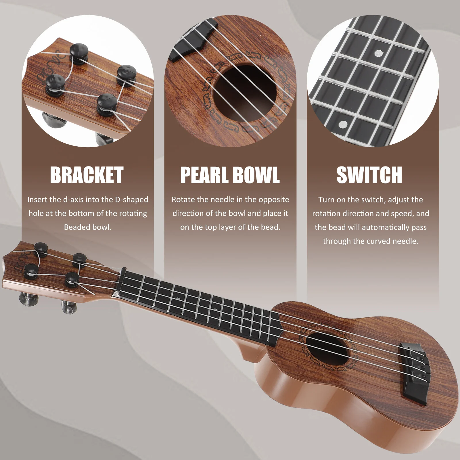 Kids Ukulele Small Guitar 4 Strings Musical Instrument For Children Students Beginners Educational Black