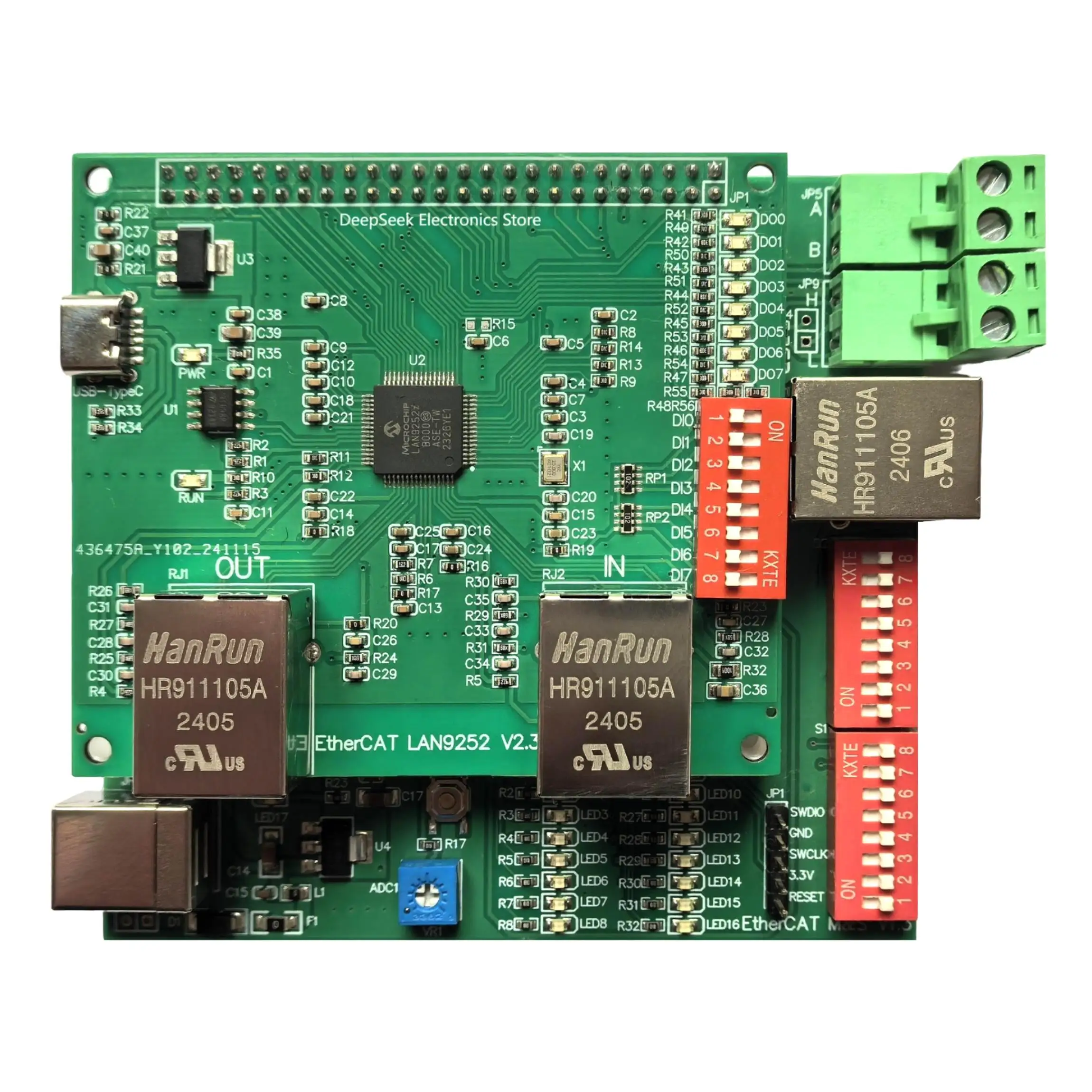 AX58100/LAN9252 EtherCAT 개발 보드 슬레이브 스테이션 8IO CIA402 기반 STM32F407VE