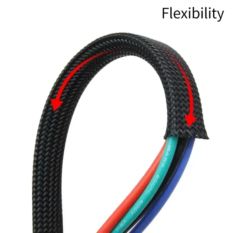 1~50m PET Braid Sleeves Black 2/4/6/8/10/12/14/16/20/25/30/35/40/50/60mm High Density Insulated Snake Skin Cable Wrap Sheath - Image 5