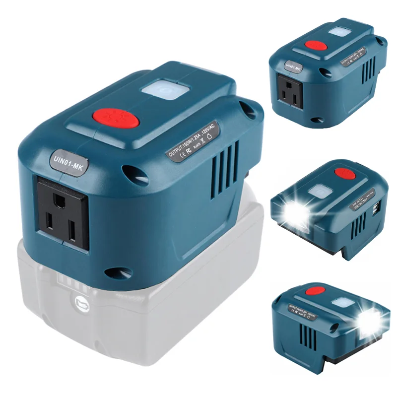 

150W Power Supply Inverter with LED Light for Makita for Dewalt for Milwaukee 18V Li-Ion Battery Power Inverter Dual USB