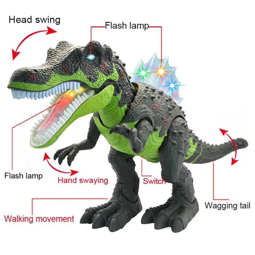 Large Electric Dinosaur Toy Jurassic Park World Walking Dinosaur Robot With LED Light Sound Tyrannosaurus Rex Toys For Boys Kids 5
