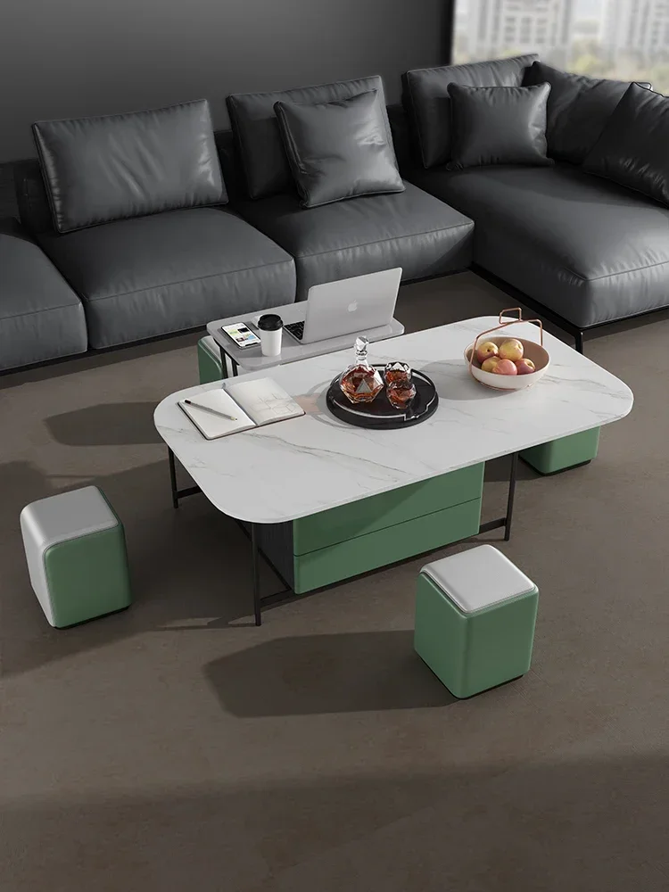 

Lifting Coffee Table Living Room Stone Plate Dining Table Multifunctional Foldable Tea Table
