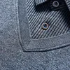 Male Fleece Polo Shirt Men's Pullover Autumn Winter T-shirt Collar Sweaters Cold Blouse Navy Blue Khaki Korean Clothing 5