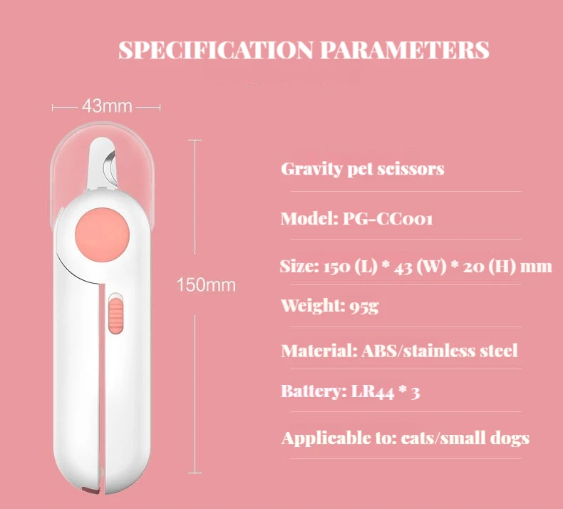 Title 1, LED Light Cat Dog Nail Clipper Cutter Professio...