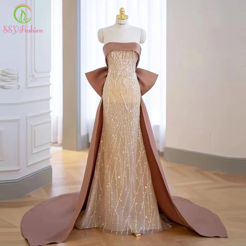 

Женское вечернее платье-Русалка SSYFashion, роскошное облегающее платье с блестками и съемным хвостом, платье для выпусквечерние вечера