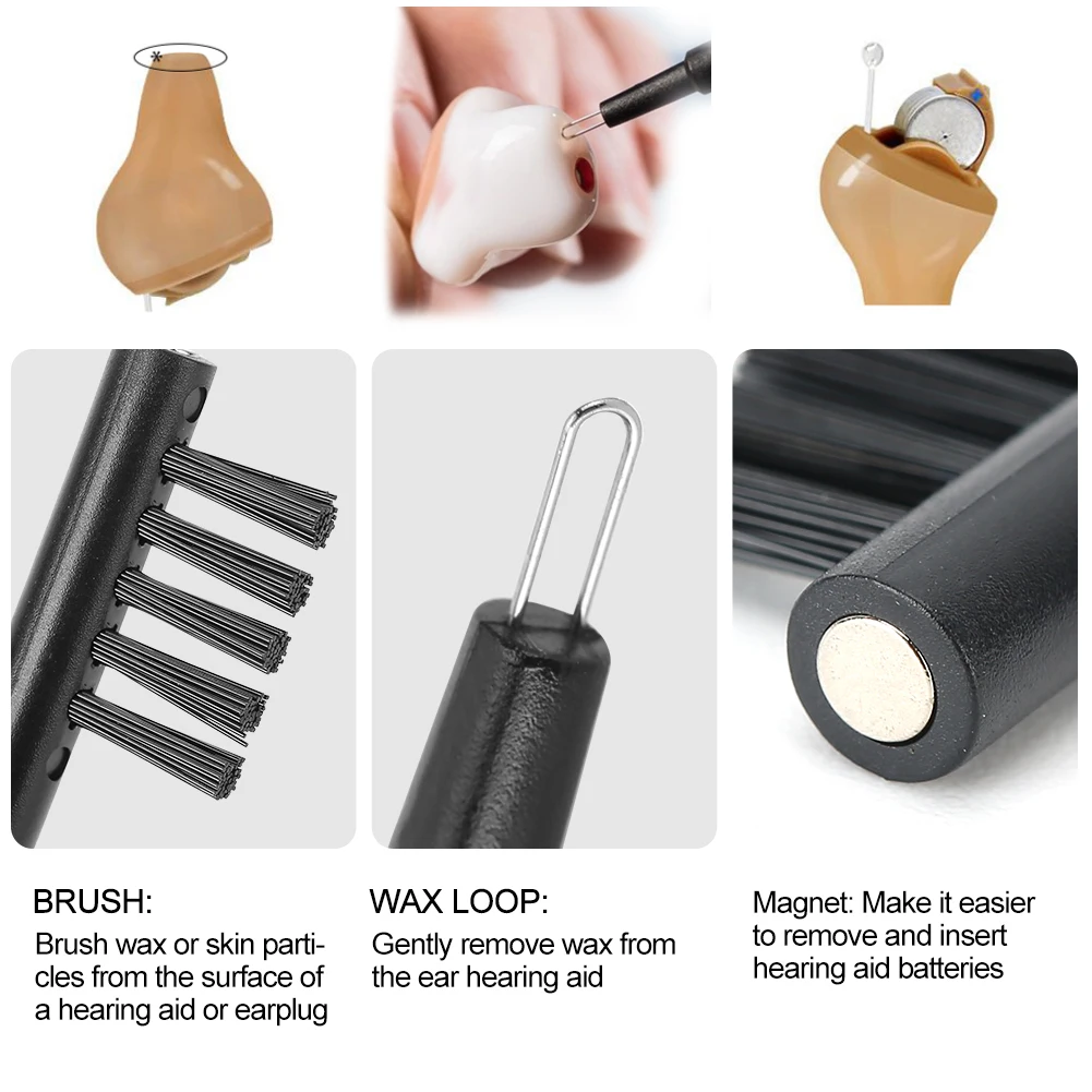 20pcs Hearing Amplifier Cleaning Brushes with Wax Magnet Hearing Aid Brush Set Accessory Earbuds Headphone Ear Care