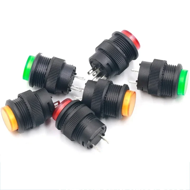 LED 푸시 단추 스위치 조그 리셋 자동 잠금 스위치 라운드, 조명 포함, 4 핀, 2 핀, 16mm, 3V R16-503AD R16-503BD, 5 개, 20 개, 100 개