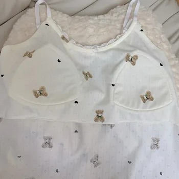 طقم بيجامة نسائي من الدانتيل على شكل دب كرتوني ملابس نوم بدلة بيجامات مثيرة تأتي مع وسادة صدر شورت قصير مطبوع ملابس غير رسمية للاستلقاء 3