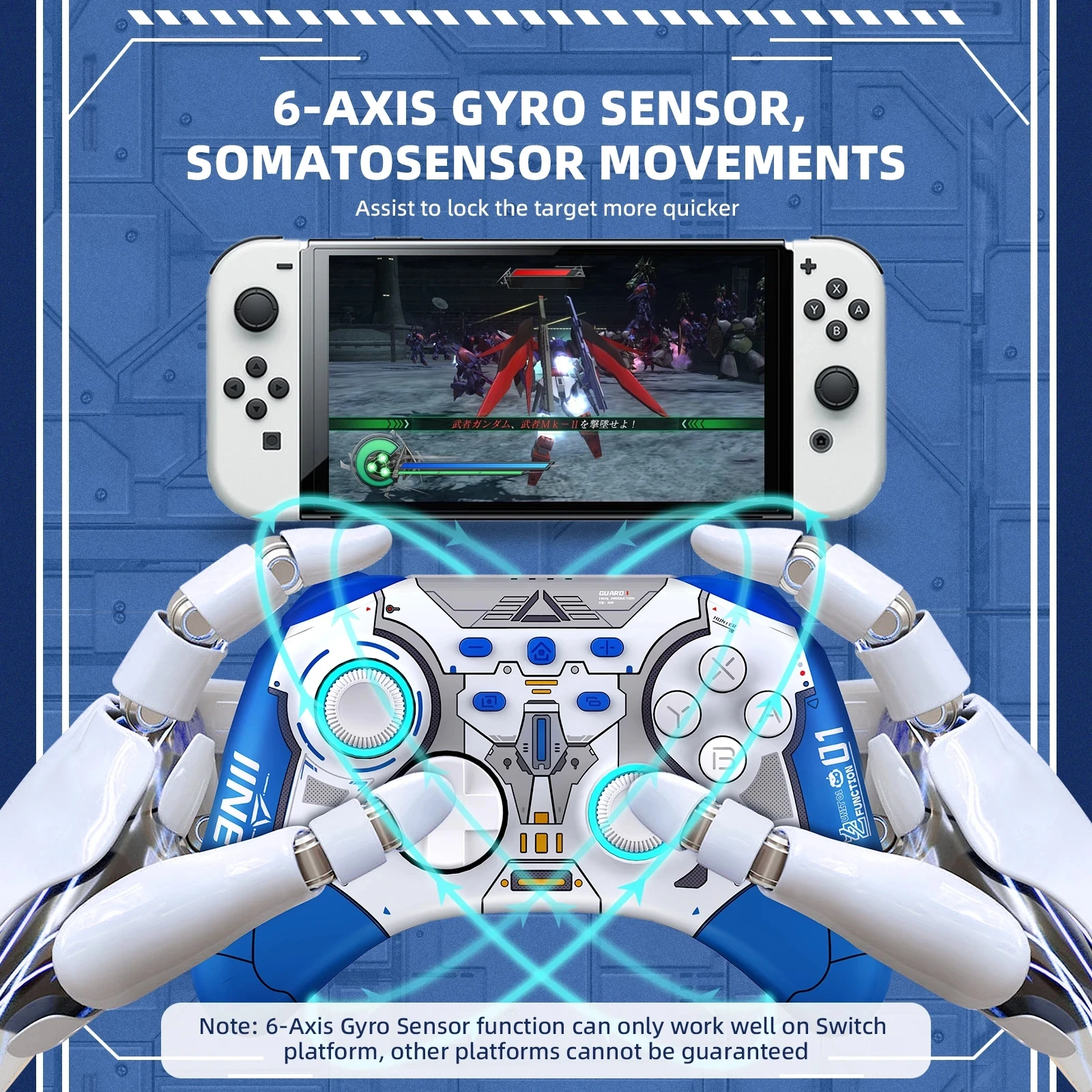 HOT IINE Ares Mecha Wireless Pro Controller with Headset Jack RGB Light compatible For Switch Steam PC Wake up