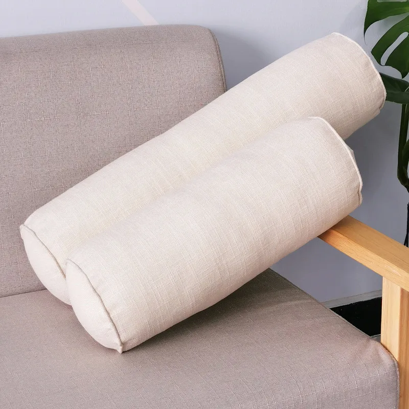 Round Removable Bed Pillows Roll Head Leg Back Lumber Support Light Travel Column Bolster Pillow Washable Cylindrical Cushion 5